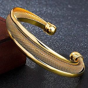 Mesh Gold Plated Bangle Cuff Bracelet